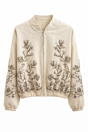 Royal Night Taşlı Bomber Krem 72539