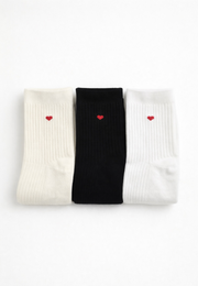 Minimal Kalp Desenli Çorap 3’lü Set