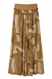 Ham Keten Desenli Pantolon Camel