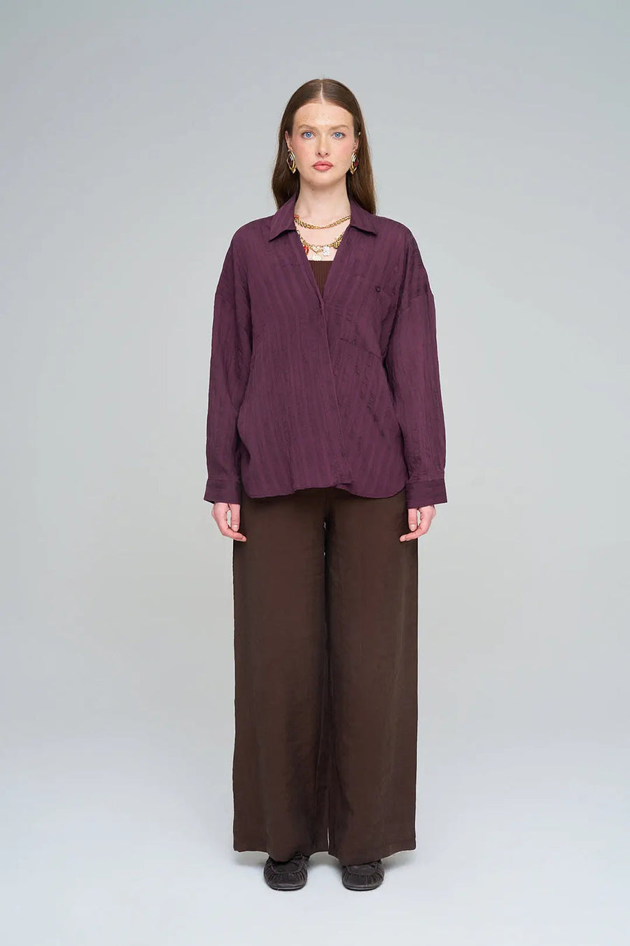 Asimetrik Kesim Gömlek Bordo Rs34878