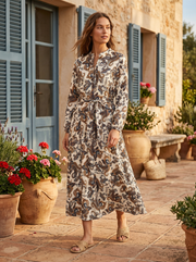 Lilyum Desenli Elbise - Hyl0362
