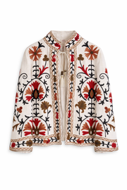 Nakış İşleme Tasarım Ceket Beyaz
