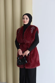 Kisya Yelek Bordo İşlemeli