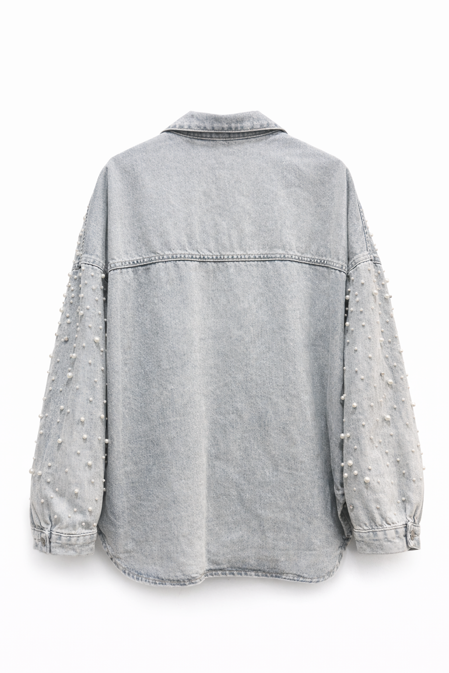 İnci İşlemeli Kot Ceket