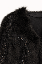 Püsküllü Kürk Ceket -Siyah