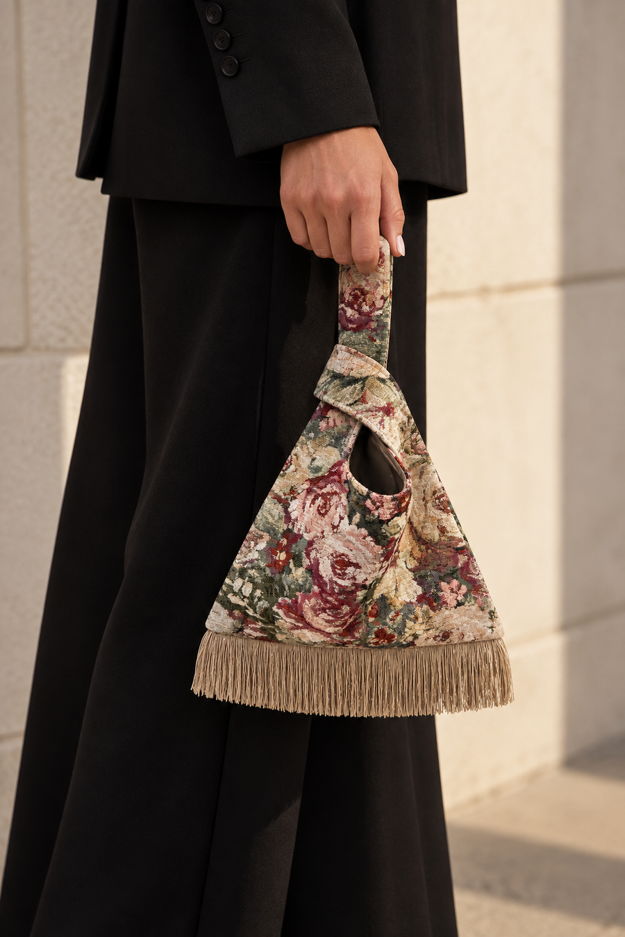 Handmade Püsküllü Mini Çanta Haki