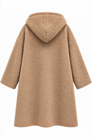 Önden Cepli Kapüşonlu Buklet Kaban | RS0095 Camel
