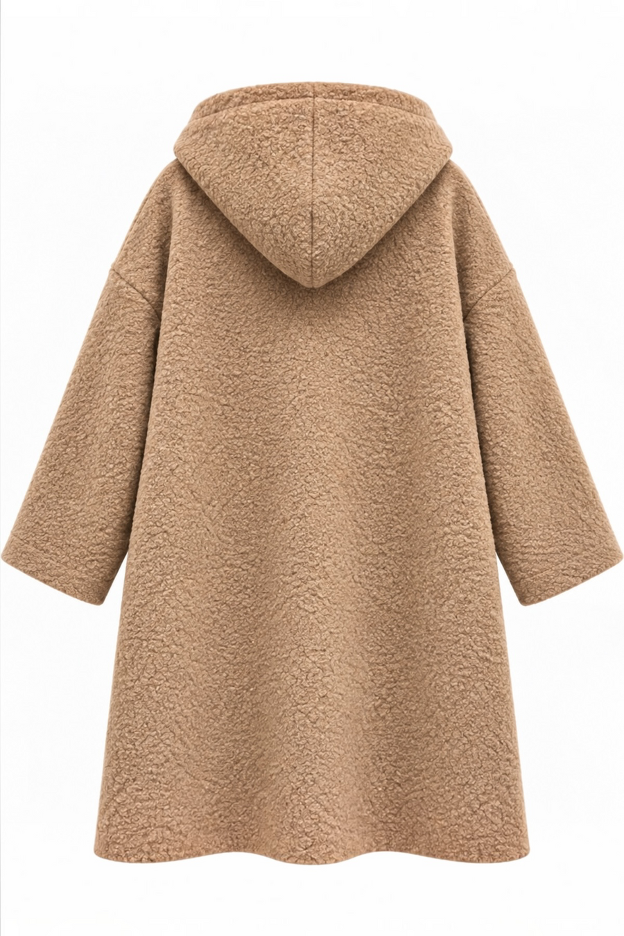Önden Cepli Kapüşonlu Buklet Kaban | RS0095 Camel