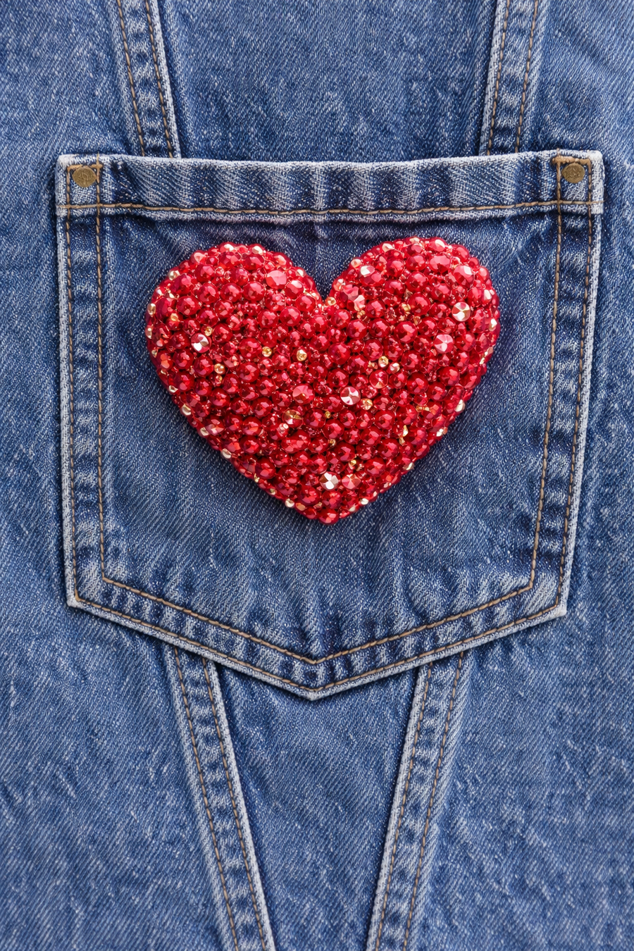 Kalp Detaylı Denim Ceket