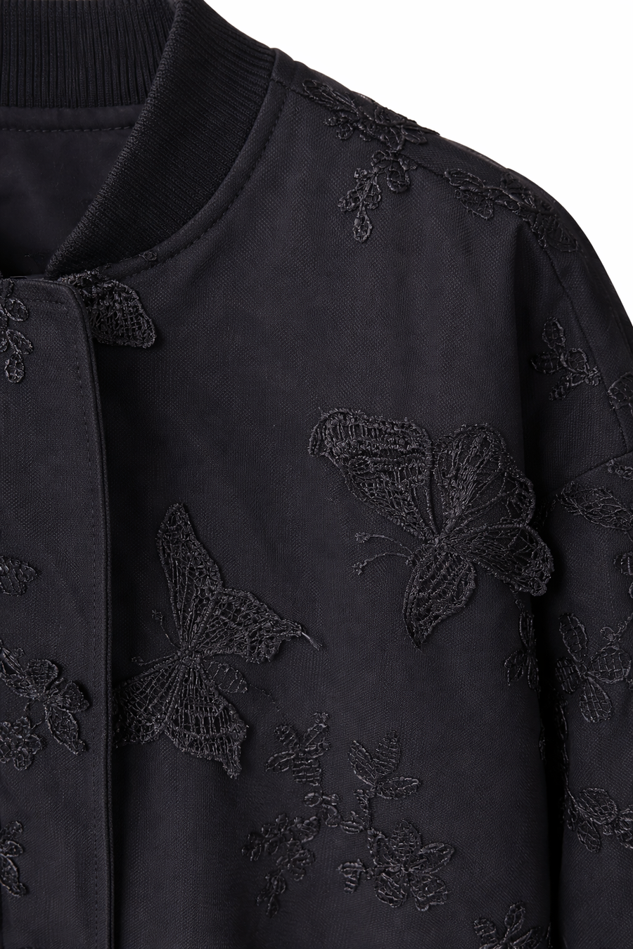 Noir Bloom Bomber Ceket Kelebekli
