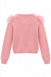 Tüy Detaylı Incili Hırka 5019 | Pembe