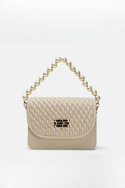 Wanda İnci Taneli Saplı Kapitone Kadın Çantası Krem