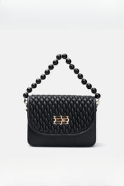 Wanda İnci Taneli Saplı Kapitone Kadın Çantası Siyah