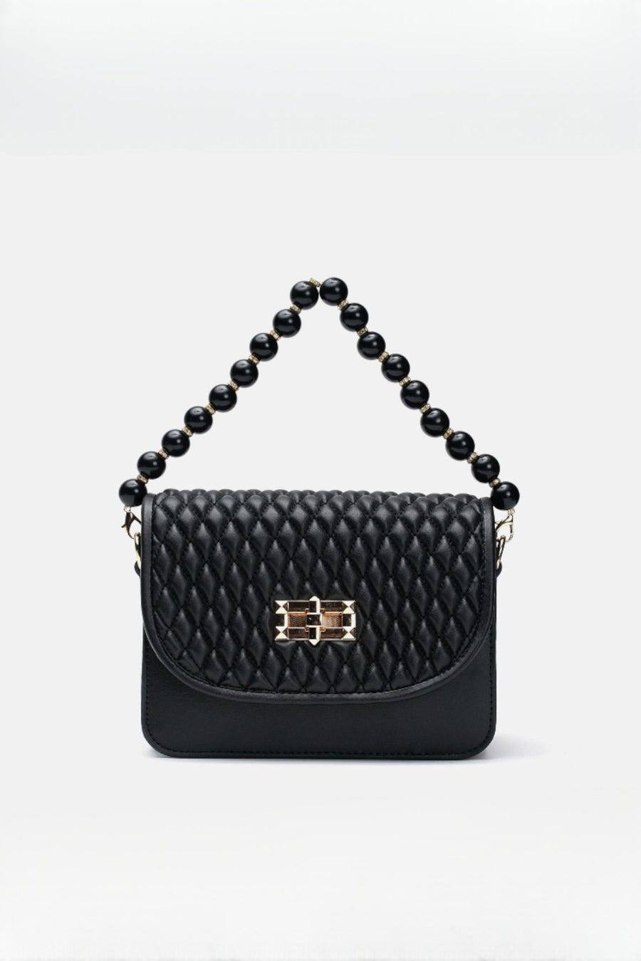 Wanda İnci Taneli Saplı Kapitone Kadın Çantası Kahve