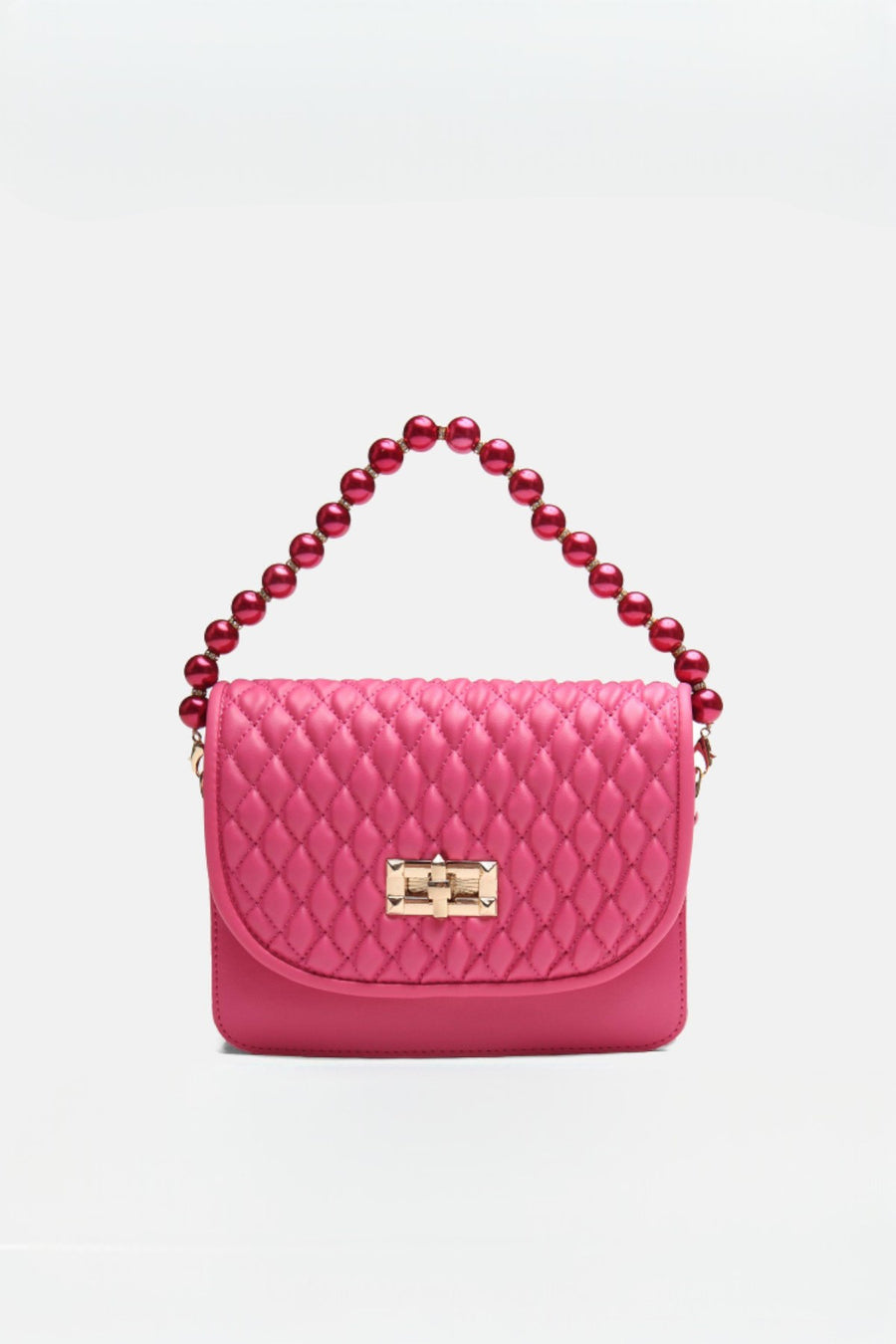 Wanda İnci Taneli Saplı Kapitone Kadın Çantası Fuşya