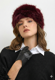 Kürk Dokulu Kışlık Şapka-Vişne