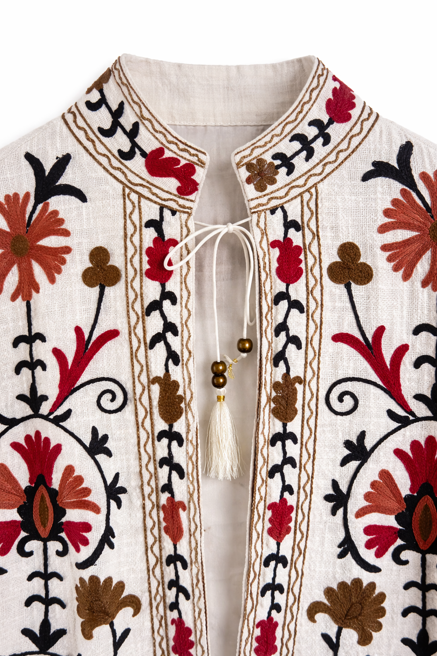 Nakış İşleme Tasarım Ceket Beyaz