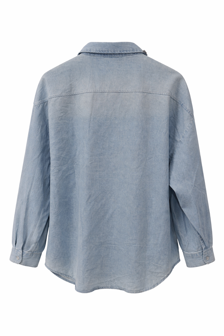 Denim İşlemeli Kot Gömlek