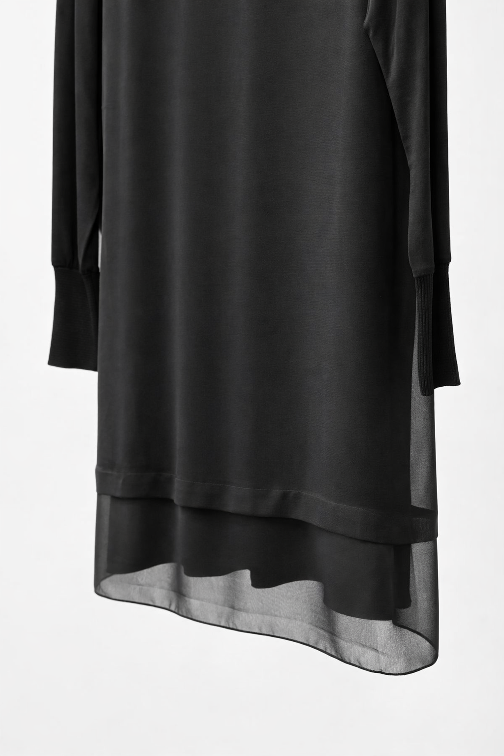 Rayon Şifonlu U.Kol Penye Siyah-RS875