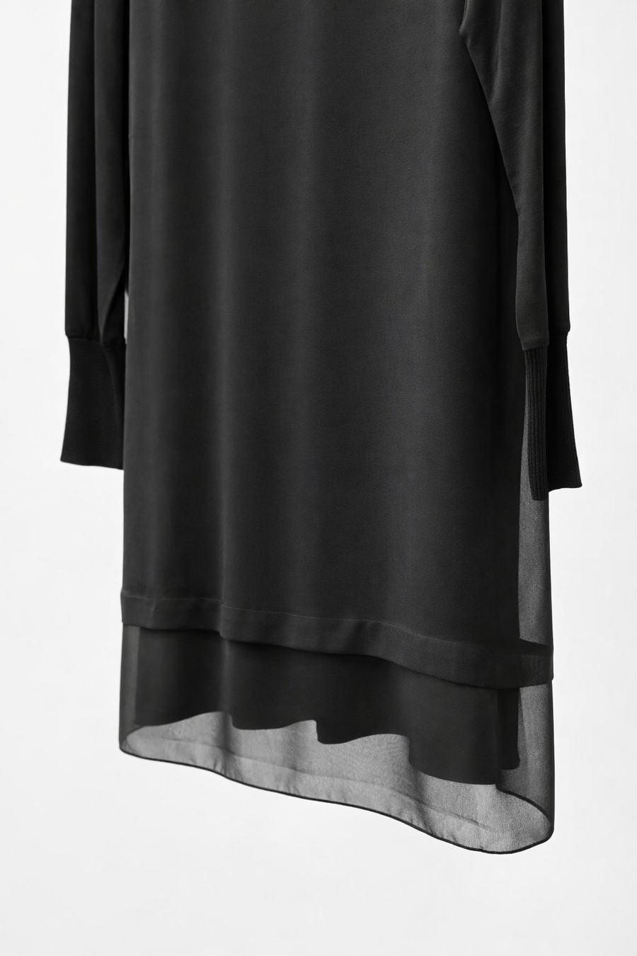 Rayon Şifonlu U.Kol Penye Siyah-RS875
