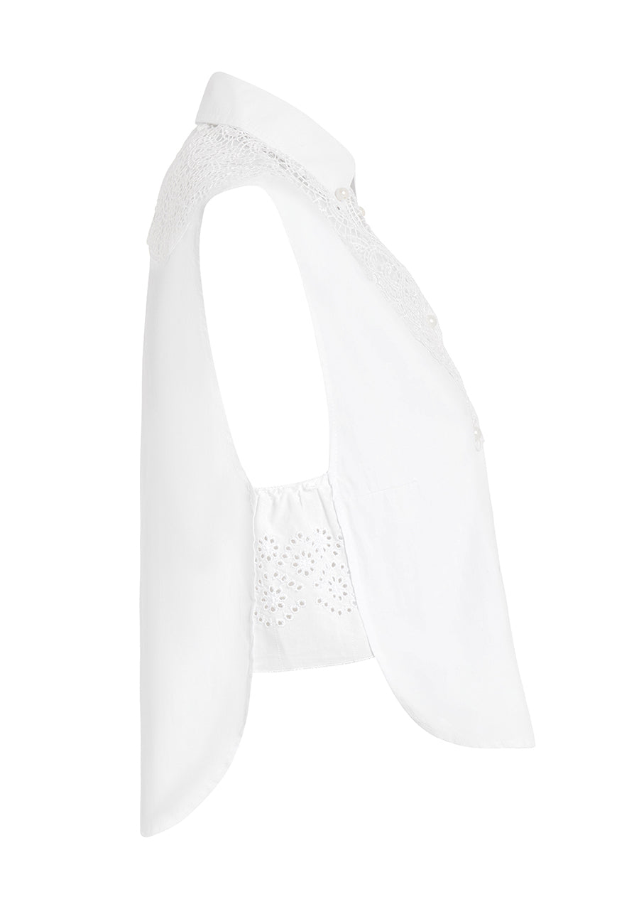 V-Güpür Detaylı İncili  Gömlek Yakalık