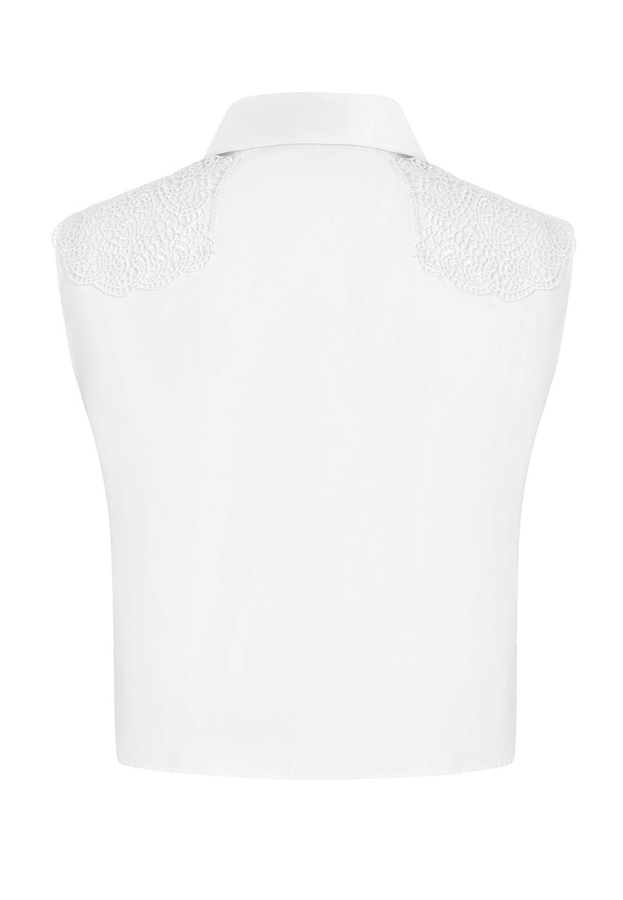 V-Güpür Detaylı İncili  Gömlek Yakalık