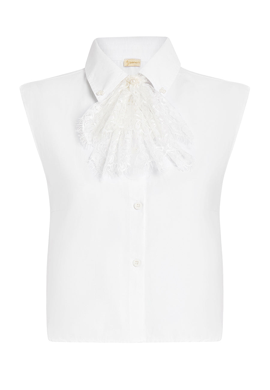 Dantel Fularlı  Gömlek Yakalık