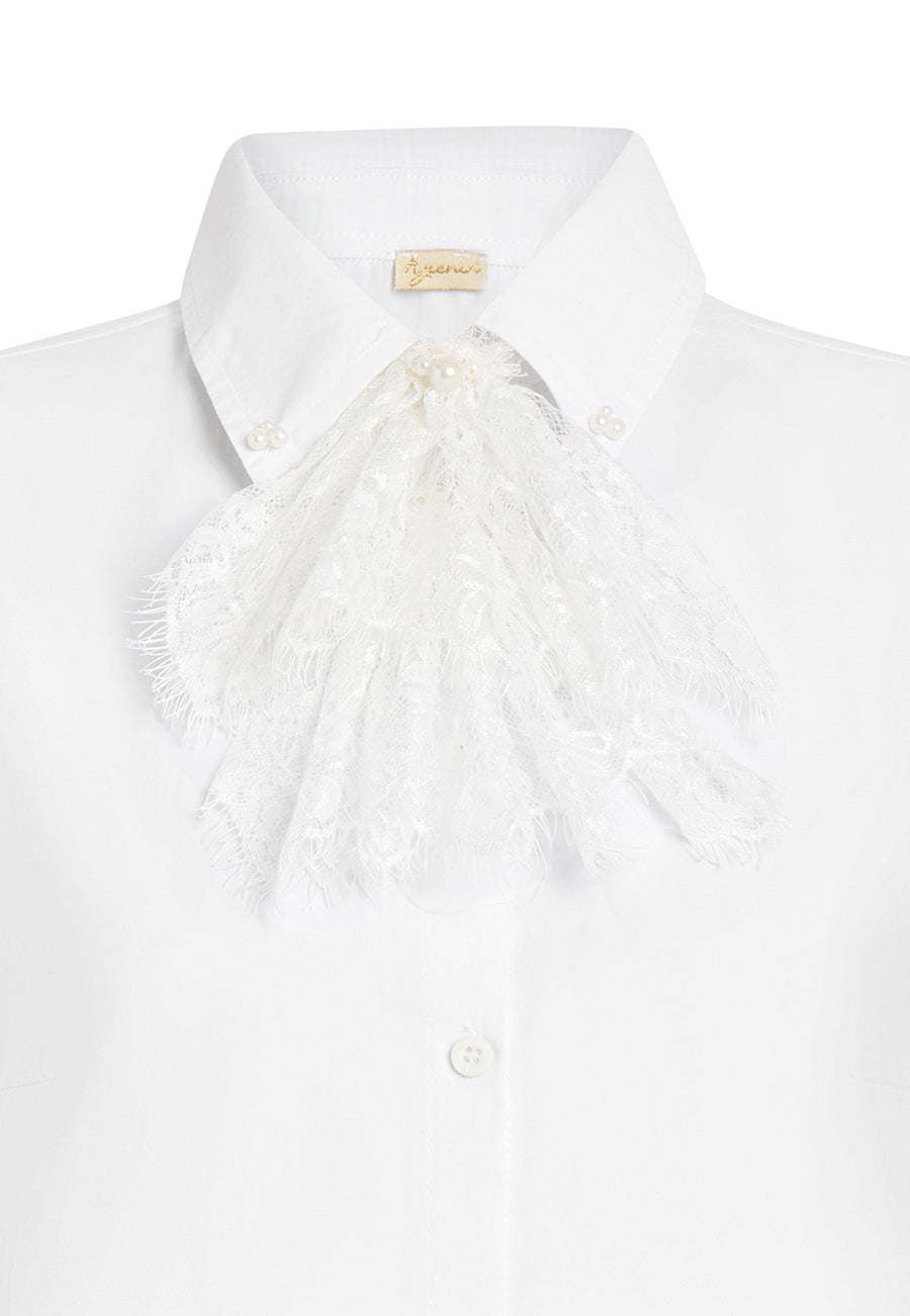 Dantel Fularlı  Gömlek Yakalık