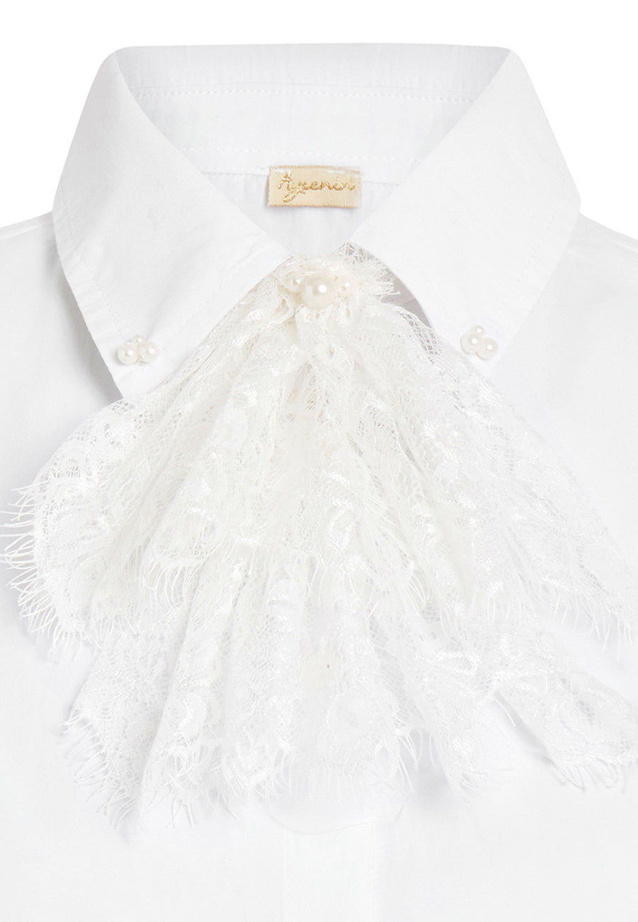 Dantel Fularlı  Gömlek Yakalık