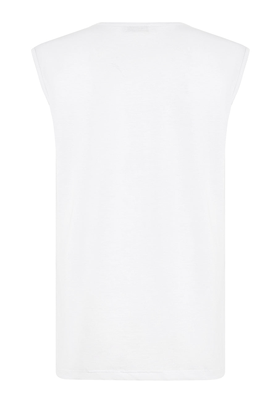 Penye Sıfır Kol Beyaz İçlik