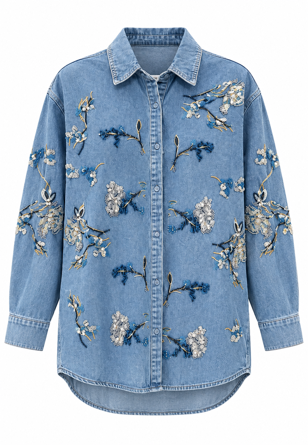 işleme DetaylI Jean Oversize Gömlek