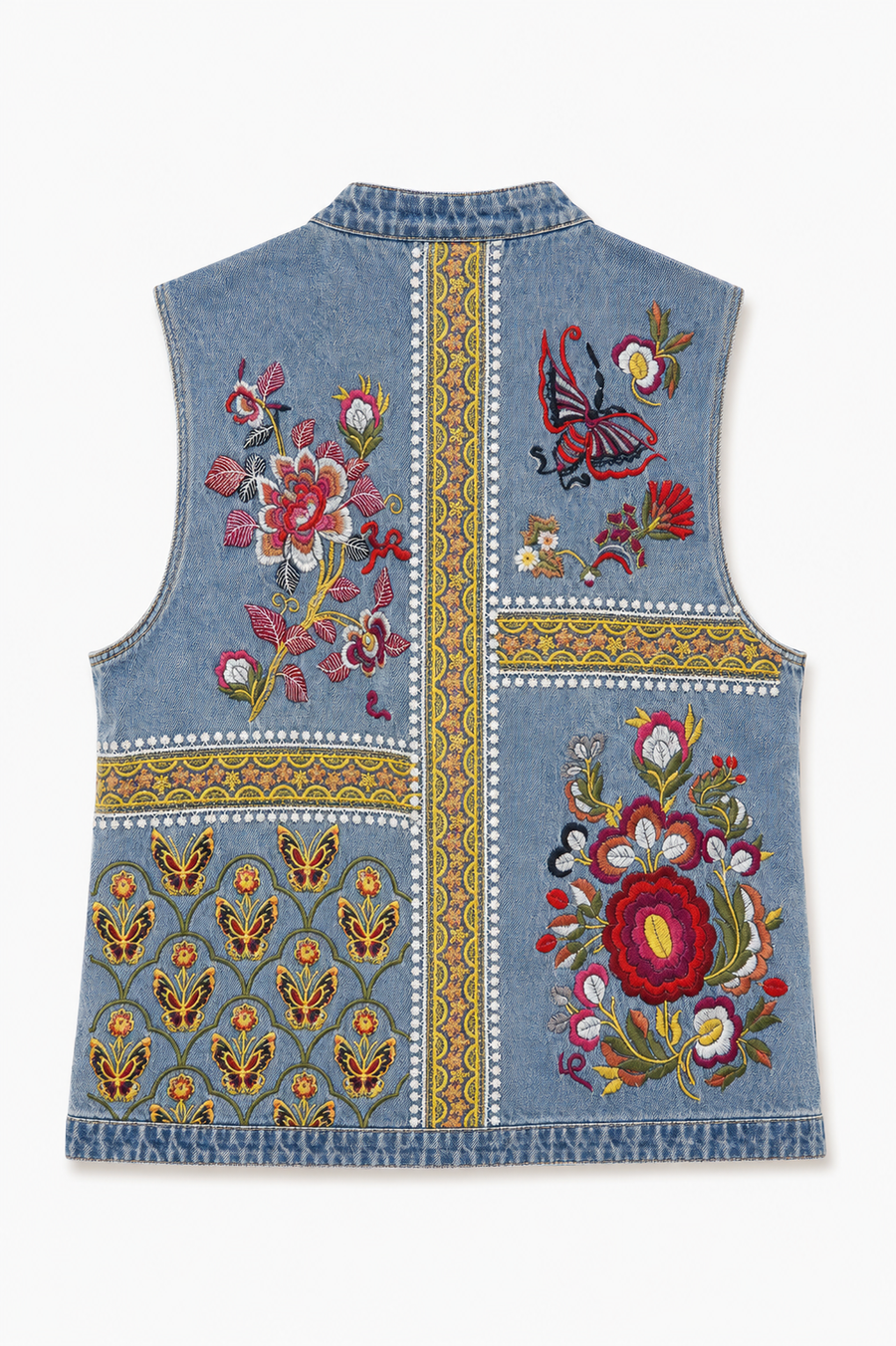 Nakış Detaylı Jean Yelek-RS2818