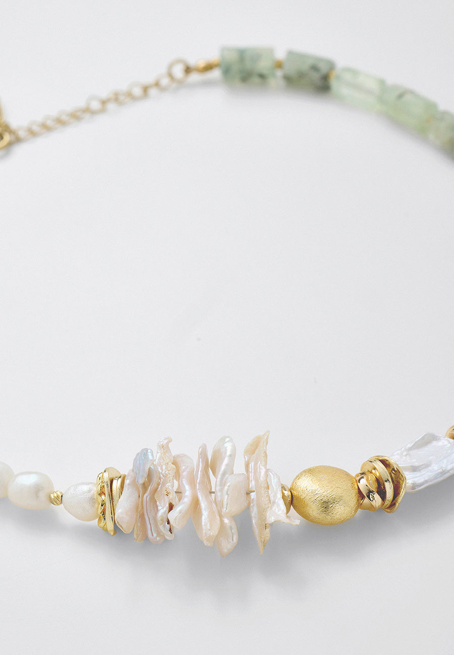 Prehnit & İnci Denge Kolyesi