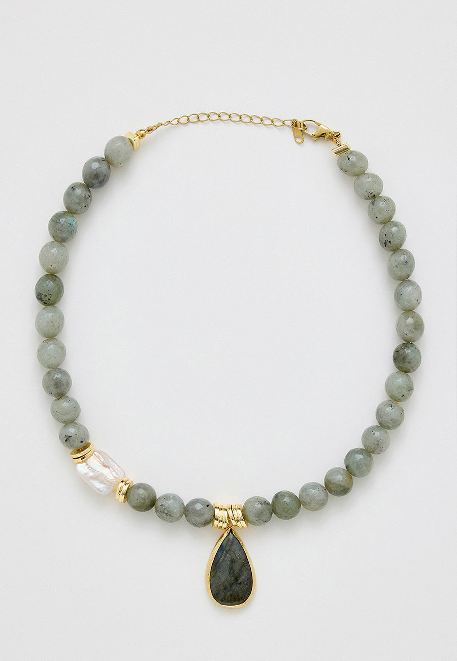 Labradorit Damla Denge Kolyesi