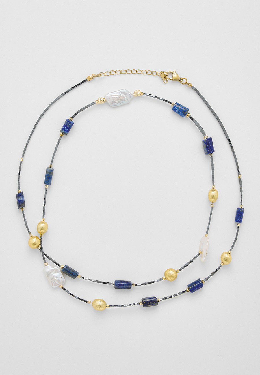 Lapis & İnci Denge Kolyesi