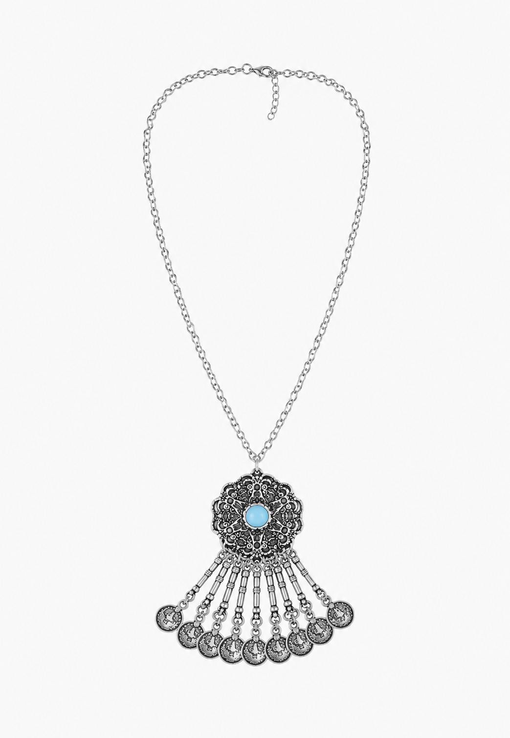 Zamak Turkuaz Detaylı Kolye-RS26395