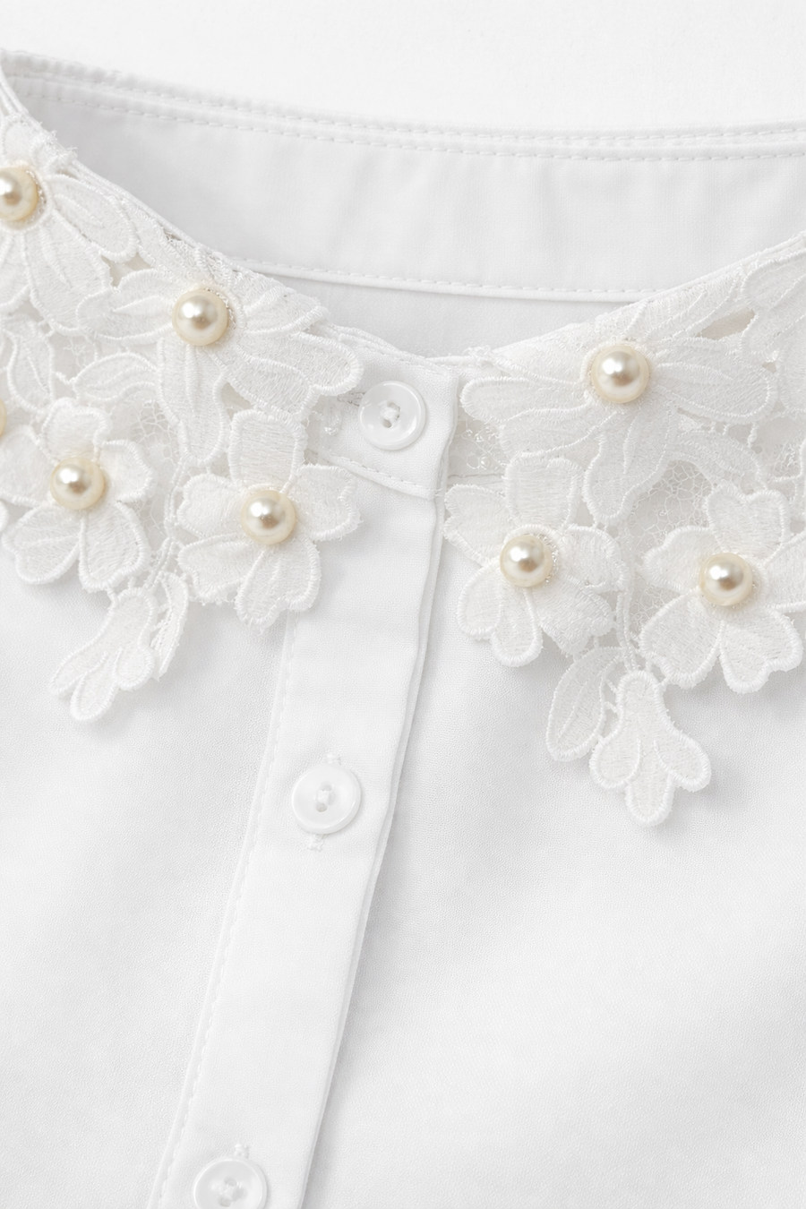 Beyaz Dantelli Gömlek Yakalık