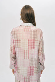 Geometrik Desenli Tencel Karışımlı Uzun Gömlek Rs34820