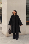 Oversize Angora Dokulu Panço | Siyah