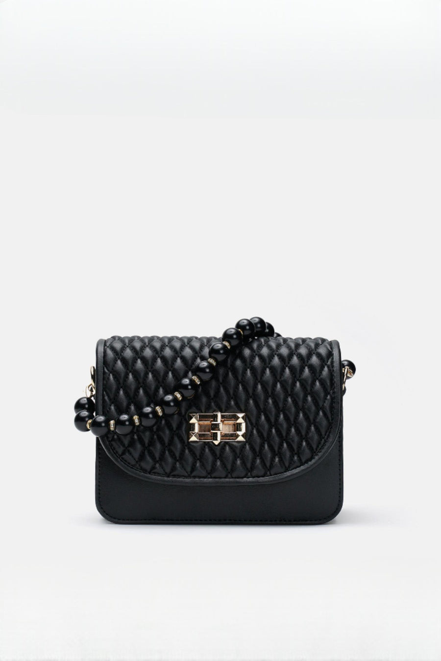 Wanda İnci Taneli Saplı Kapitone Kadın Çantası Kahve