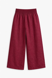 Bol Paça Keten Pantolon - Bordo