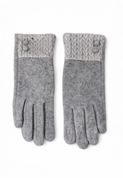 Klasik Yün Dokulu Günlük Kadın Eldiven – Gri