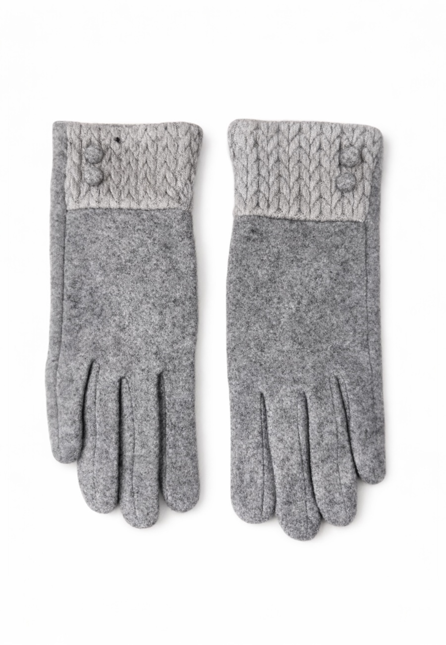 Klasik Yün Dokulu Günlük Kadın Eldiven – Gri