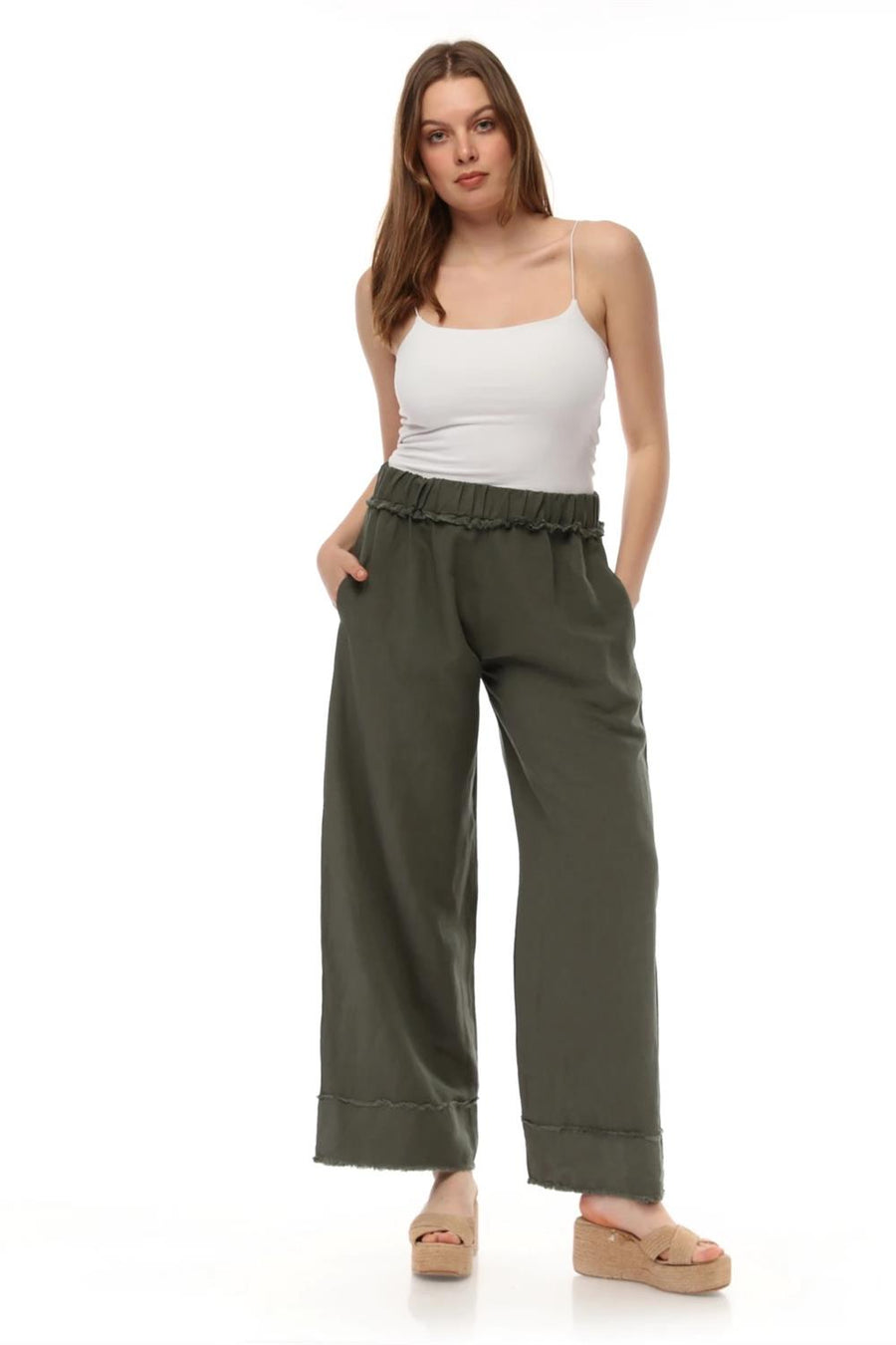 2124 Keten Pantolon Haki