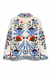 Nakış İşleme Tasarım Ceket Beyaz