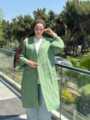 230173 Müslin Kaftan Yeşil