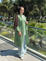 230173 Müslin Kaftan Yeşil