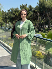 230173 Müslin Kaftan Yeşil
