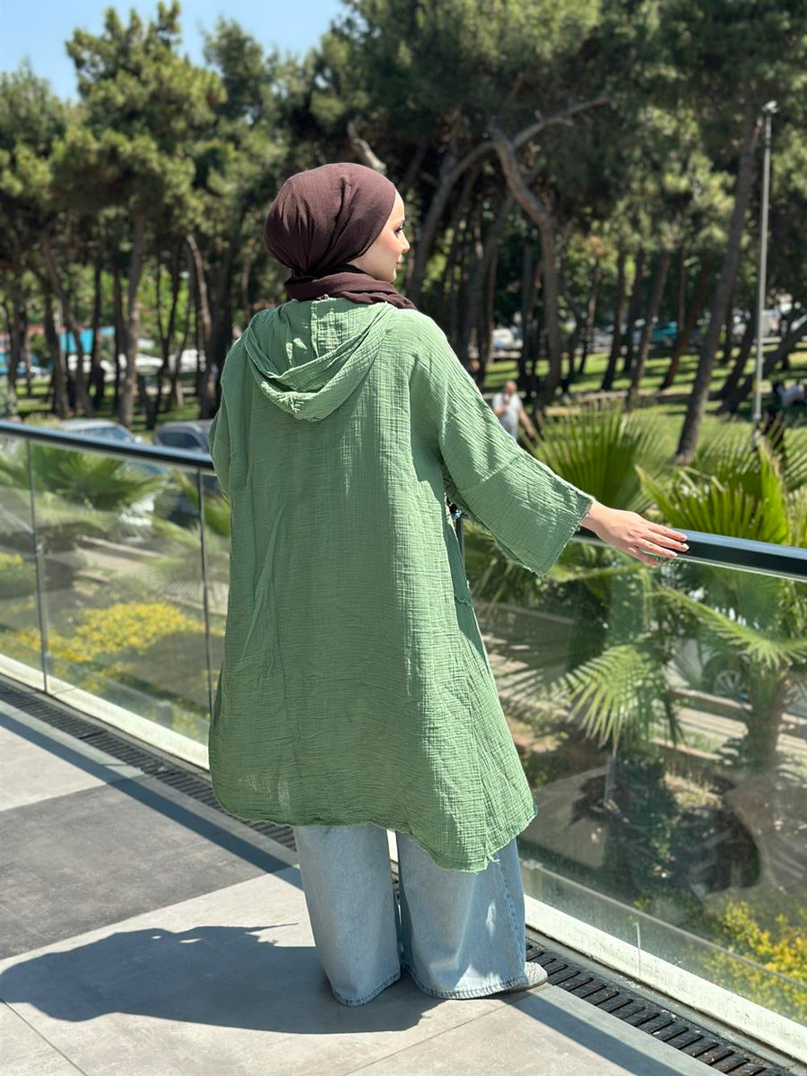 230173 Müslin Kaftan Yeşil