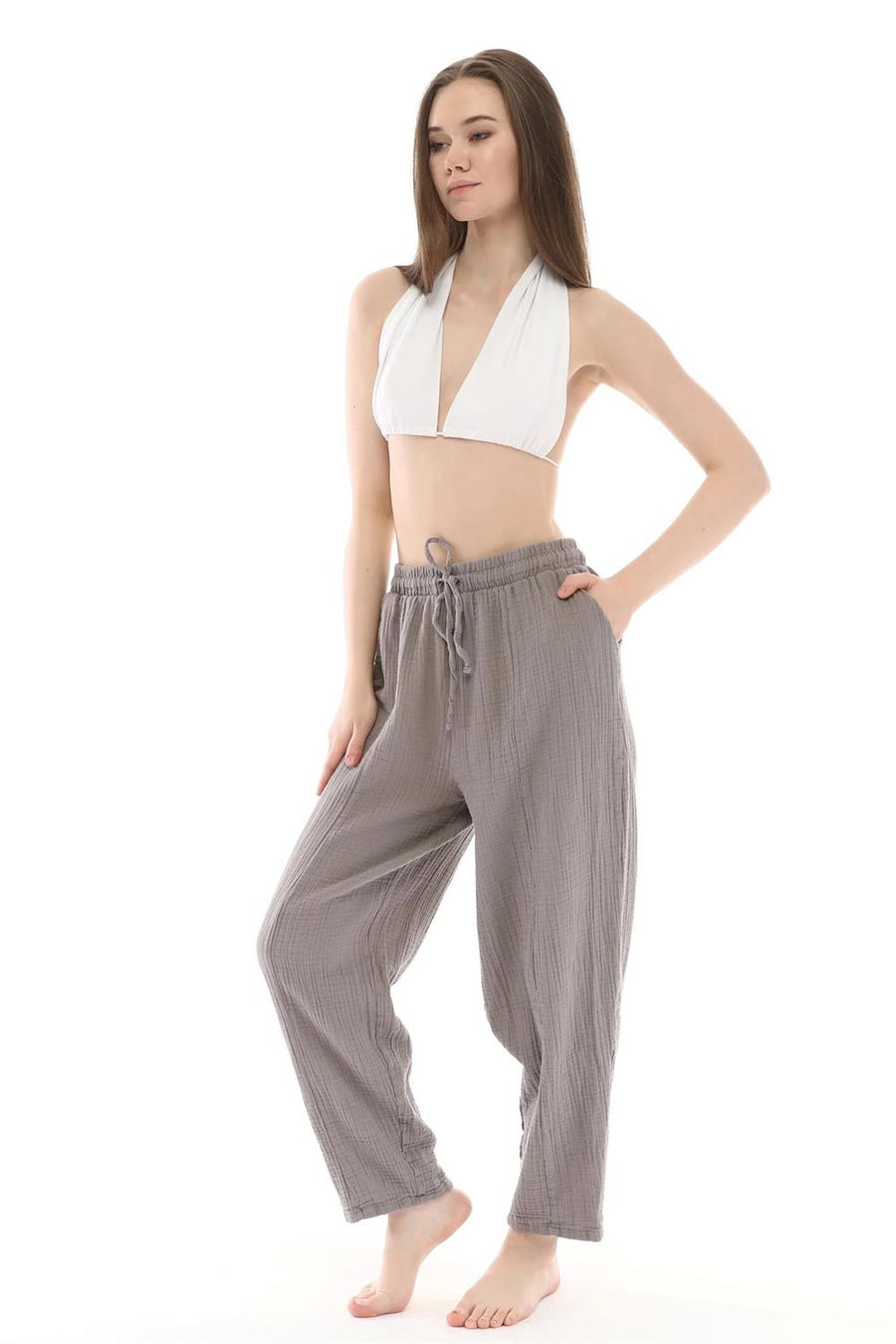 23065 Müslin Pantolon Gri